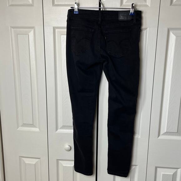 Levi's 711 Skinny Jeans Black 28 Distressed Ripped Knee - Picture 7 of 11